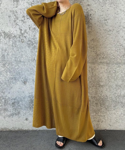 ⭐︎A/P⭐︎讃美歌ワンピース♬細身(日本製) select MOCA by son（セレクトモカバイソン）の「パッチワーク透かし