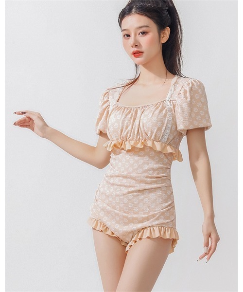 【CUPSHE】カラバリ豊富☆花柄フリル ワンピース 水着 Cupshe 花柄フリルワンピース水着女性 V ネックモノキニ水着水着