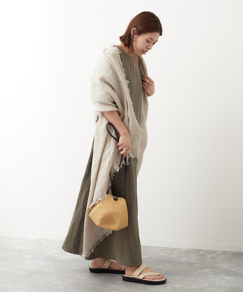 9958 ジャーナルスタンダードレサージュ リネンシルクフレアワンピース ロング journal standard L'essage（ジャーナルスタンダードレサージュ