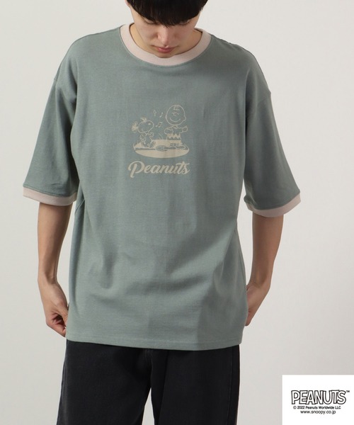 PEANUTS（ピーナッツ）の「PEANUTS スヌーピー ヘビーウェイト ドロップ ショルダー Tシャツ 半袖（Tシャツ/カットソー・レディース・ブルーグレー/ブルー系その他2/イエロー/ブラック/カーキ/ホワイト系その他2/ホワイト系その他4/ブラック系その他/ベージュ/ブルー系その他/チャコール/ホワイト系その他3/ホワイト系その他/ライトカーキ/レッド/ホワイト・S/M/L/LL）」の12枚目の写真