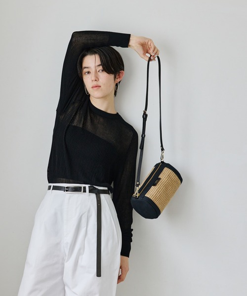 russet（ラシット）の「【2023SS新作】ジュートコンビショルダーバッグ(CE-1072)（ショルダーバッグ・レディース・ブラック/グレー・FREE）」の2枚目の写真