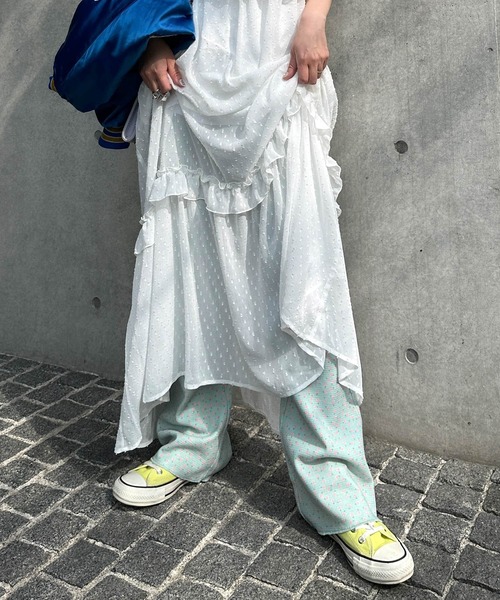 Alley by w closet(アリーバイダブルクローゼット)の「【セットアップ対応/Alley】ワッフル小花プリントフレアパンツ(その他パンツ・レディース・イエロー/オフホワイト/ミント・FREE)」の20枚目の写真