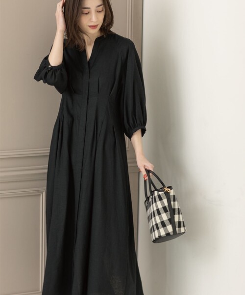 2way麻レーヨンタックワンピース【洗濯機洗い可/接触冷感】