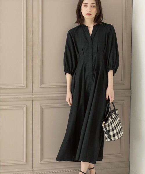 gauze# ガーゼ 2way リネン タックワンピース 麻 Gauze ガーゼ 2way リネン タックワンピース 麻