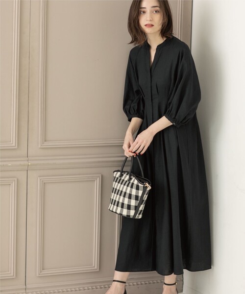 2way麻レーヨンタックワンピース【洗濯機洗い可/接触冷感】