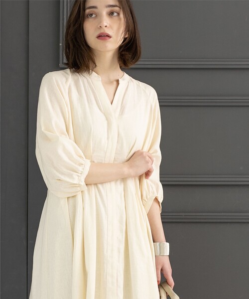 2way麻レーヨンタックワンピース【洗濯機洗い可/接触冷感】