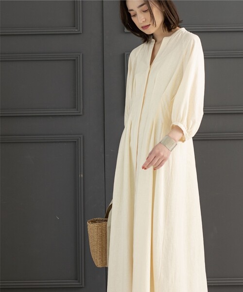 2way麻レーヨンタックワンピース【洗濯機洗い可/接触冷感】