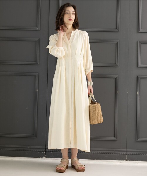 2way麻レーヨンタックワンピース【洗濯機洗い可/接触冷感】