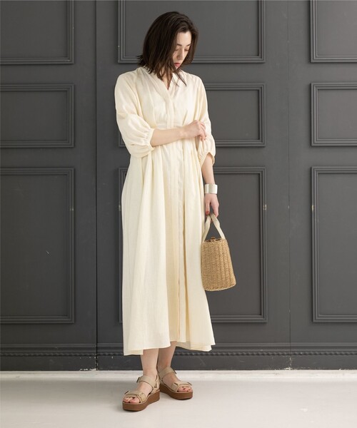 2way麻レーヨンタックワンピース【洗濯機洗い可/接触冷感】