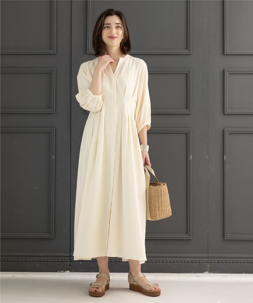 2way麻レーヨンタックワンピース【洗濯機洗い可/接触冷感】