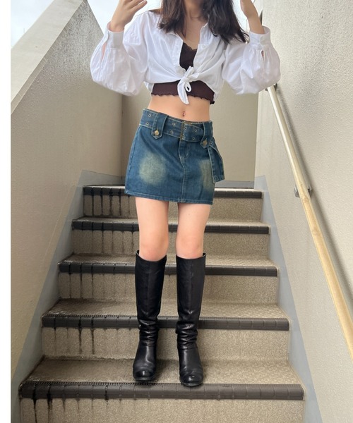 gossip!ロサンゼルス(ゴシップロサンゼルス)の「ビッグベルトミニスカート風キュロット(その他パンツ・レディース・ブラック/ブルー・FREE)」の12枚目の写真