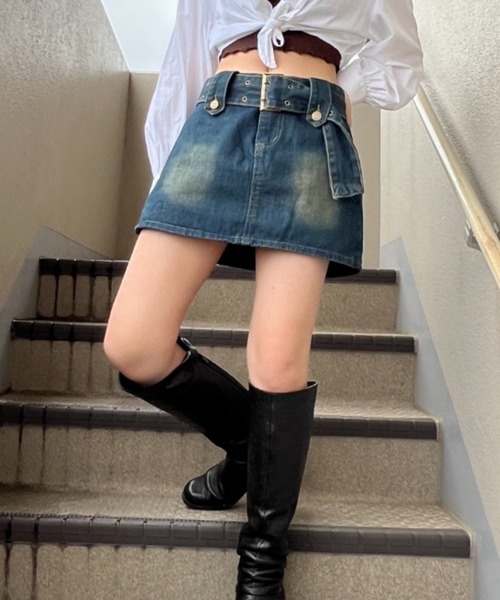 gossip!ロサンゼルス(ゴシップロサンゼルス)の「ビッグベルトミニスカート風キュロット(その他パンツ・レディース・ブラック/ブルー・FREE)」の13枚目の写真