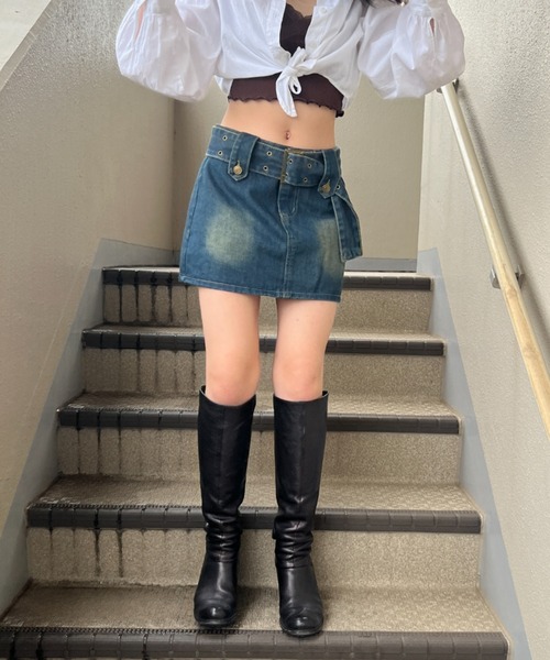 gossip!ロサンゼルス(ゴシップロサンゼルス)の「ビッグベルトミニスカート風キュロット(その他パンツ・レディース・ブラック/ブルー・FREE)」の15枚目の写真