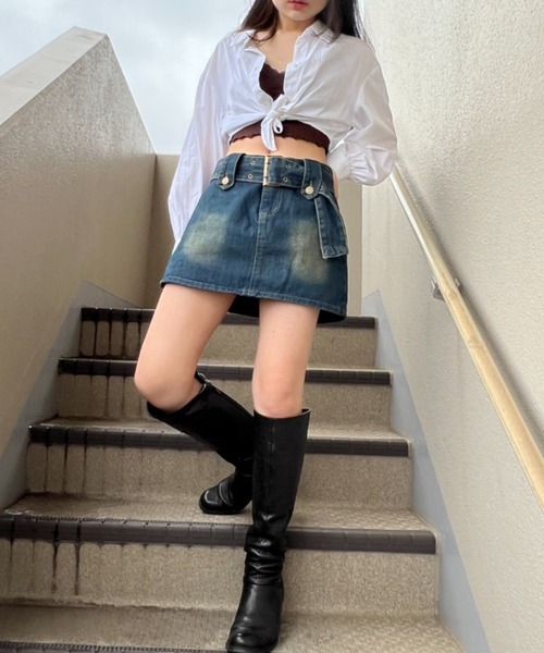 gossip!ロサンゼルス(ゴシップロサンゼルス)の「ビッグベルトミニスカート風キュロット(その他パンツ・レディース・ブラック/ブルー・FREE)」の10枚目の写真