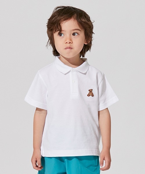 petit main(プティマイン)の「【リンク】クマ刺しゅう半袖ポロシャツ(キッズ)(Tシャツ/カットソー・キッズ・オフホワイト/ネイビー/グリーン・100cm/130cm/90cm/110cm/80cm/120cm)」の2枚目の写真
