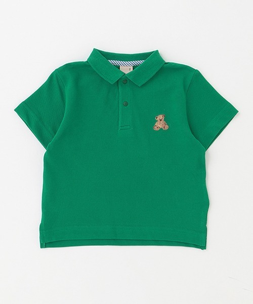 【リゾート美品】人気柄Papas くまさん総柄プリント高級コットン半袖ポロシャツ リゾート美品】人気柄Papas くまさん総柄プリント高級コットン