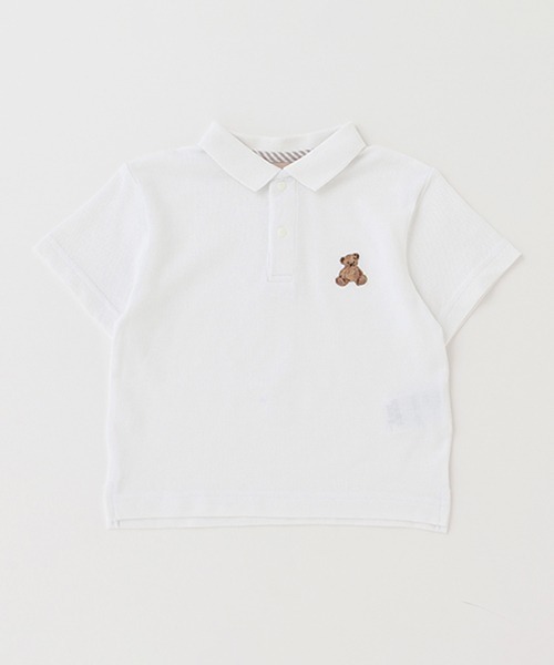 petit main（プティマイン）の「【リンク】クマ刺しゅう半袖ポロシャツ