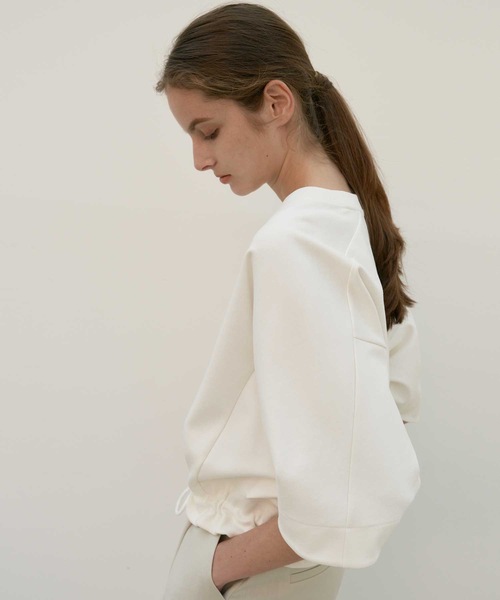 MOHAN(モハン)の「【MOHAN 】TOR ストリング ハーフ スリーブ スウェット シャツ / TOR STRING HALF SLEEVE SWEATSHIRT(Tシャツ/カットソー・レディース・ホワイト/ブラック・FREE)」の12枚目の写真