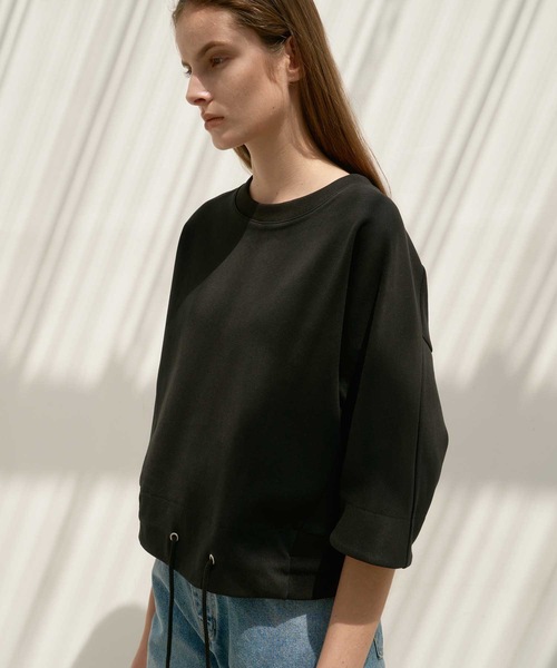 MOHAN(モハン)の「【MOHAN 】TOR ストリング ハーフ スリーブ スウェット シャツ / TOR STRING HALF SLEEVE SWEATSHIRT(Tシャツ/カットソー・レディース・ホワイト/ブラック・FREE)」の8枚目の写真