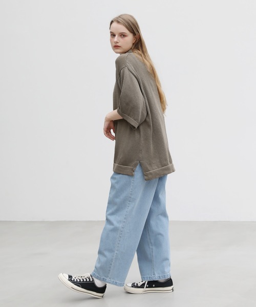 ASTRONOMY(アストロノミー)の「ウォッシャブル半袖スキッパーサマーニットポロシャツ(ポロシャツ・メンズ・ライトグレー/ネイビー/チャコール/ベージュ/オフホワイト/ブルー/ブラック・L/M/S/XL)」の19枚目の写真