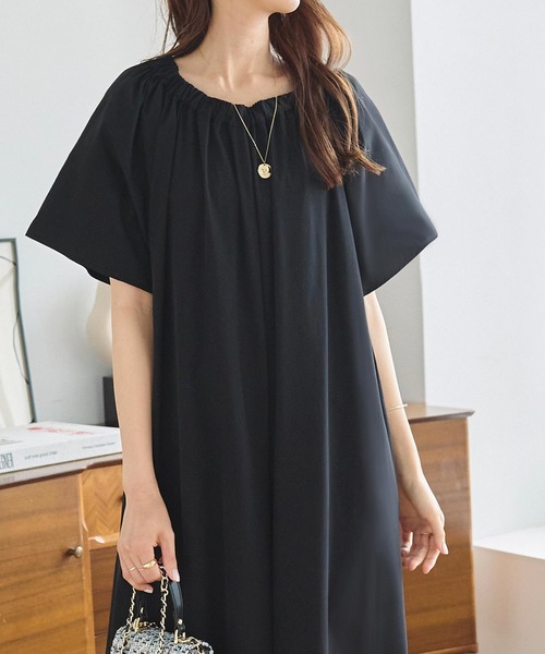 KOBE LETTUCE（コウベレタス）の「フレアスリーブオールインワン（マタニティウェア/グッズ・レディース・ベージュ/ブラック・FREE）」の2枚目の写真