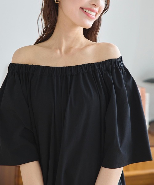 KOBE LETTUCE（コウベレタス）の「フレアスリーブオールインワン（マタニティウェア/グッズ・レディース・ベージュ/ブラック・FREE）」の8枚目の写真