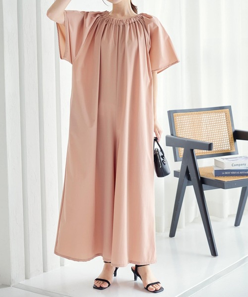 KOBE LETTUCE（コウベレタス）の「フレアスリーブオールインワン（マタニティウェア/グッズ・レディース・ベージュ/ブラック・FREE）」の10枚目の写真