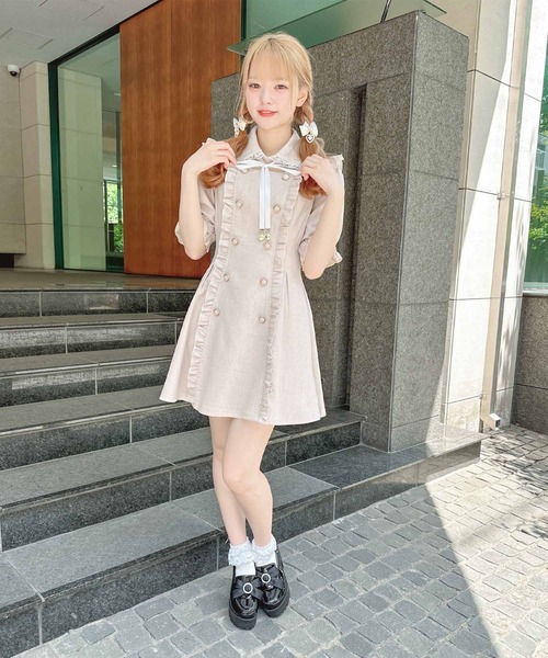 ROJITA（ロジータ）の「レースカラーダブルボタンワンピース