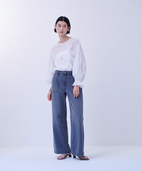 GALLEST（ギャレスト）の「ワイドフレアデニムパンツ（デニムパンツ・レディース・グレー/ライトブルー・05/13/36/38/40）」の17枚目の写真