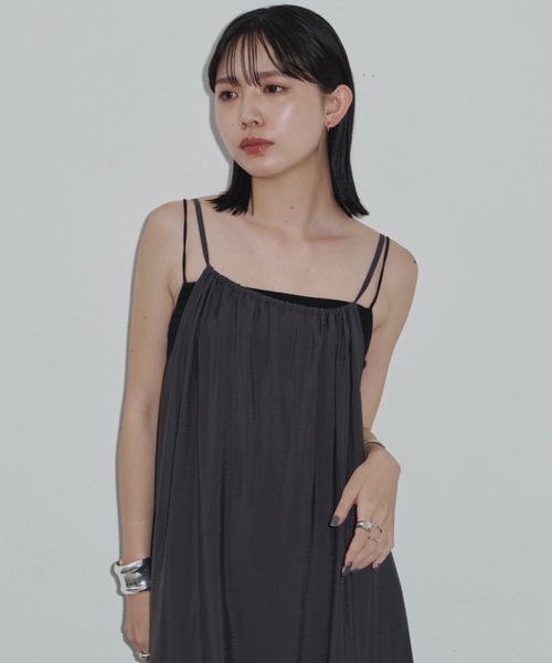 Aunt Marie's（アントマリーズ）の「フロントギャザーフレアキャミワンピース（ワンピース・レディース・ブラック/ブラウン/オレンジ・マルチサイズ）」の12枚目の写真