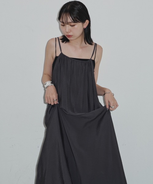 Aunt Marie's（アントマリーズ）の「フロントギャザーフレアキャミワンピース（ワンピース・レディース・ブラック/ブラウン/オレンジ・マルチサイズ）」の14枚目の写真