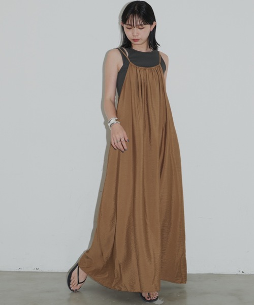 Aunt Marie's（アントマリーズ）の「フロントギャザーフレアキャミワンピース（ワンピース・レディース・ブラック/ブラウン/オレンジ・マルチサイズ）」の20枚目の写真