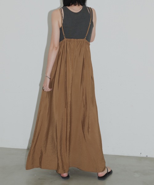 Aunt Marie's（アントマリーズ）の「フロントギャザーフレアキャミワンピース（ワンピース・レディース・ブラック/ブラウン/オレンジ・マルチサイズ）」の17枚目の写真