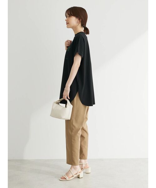 Green　Parks（グリーンパークス）の「ロゴフレンチスリーブチュニック（チュニック・レディース・ラベンダー/オフホワイト/ブラック/ベージュ・FREE）」の8枚目の写真