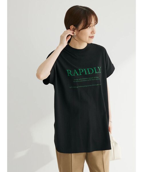 Green　Parks（グリーンパークス）の「ロゴフレンチスリーブチュニック（チュニック・レディース・ラベンダー/オフホワイト/ブラック/ベージュ・FREE）」の12枚目の写真