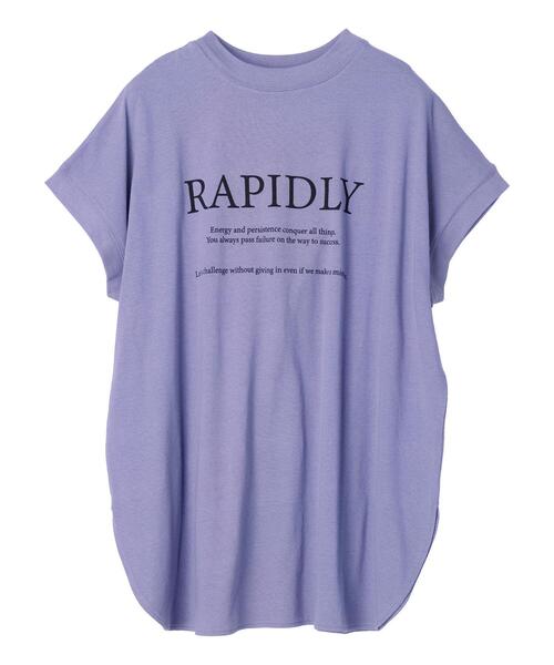 Green　Parks（グリーンパークス）の「ロゴフレンチスリーブチュニック（チュニック・レディース・ラベンダー/オフホワイト/ブラック/ベージュ・FREE）」の4枚目の写真