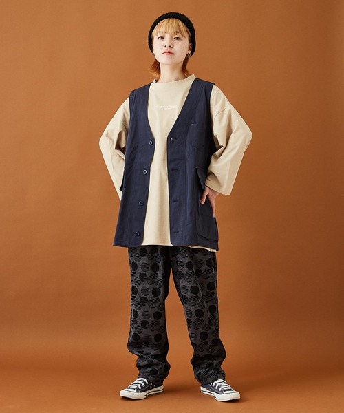 CUBE SUGAR（キューブシュガー）の「細コール総柄プリントワークパンツ（その他パンツ・レディース・カーキ/ヘザーチャコール・M）」の7枚目の写真