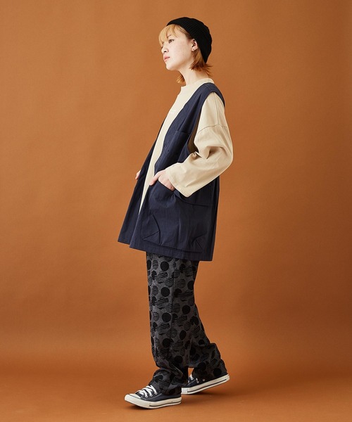 CUBE SUGAR（キューブシュガー）の「細コール総柄プリントワークパンツ（その他パンツ・レディース・カーキ/ヘザーチャコール・M）」の8枚目の写真