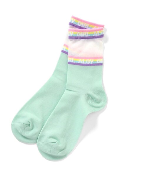 algy（アルジー）の「レインボーリブシースルークルーソックス（ソックス/靴下・キッズ・オフホワイト/ミント/ブラック・24/21）」の3枚目の写真