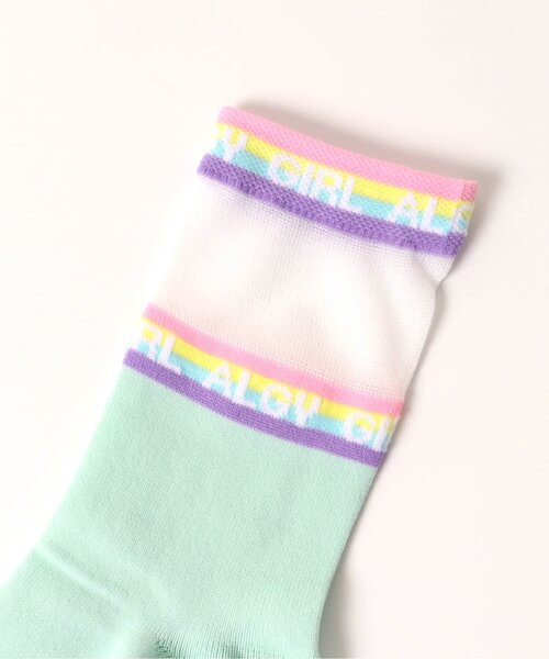algy（アルジー）の「レインボーリブシースルークルーソックス（ソックス/靴下・キッズ・オフホワイト/ミント/ブラック・24/21）」の4枚目の写真