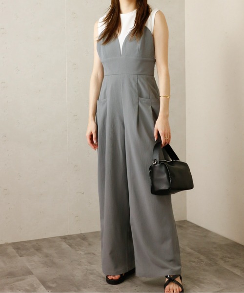 Per sist ence（パーシエンス）の「クレープビスチェサロペット（サロペット/オーバーオール・レディース・ブラック/グレー/アイボリー・FREE）」の8枚目の写真