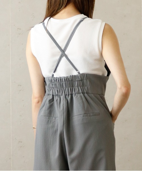 Per sist ence（パーシエンス）の「クレープビスチェサロペット（サロペット/オーバーオール・レディース・ブラック/グレー/アイボリー・FREE）」の4枚目の写真