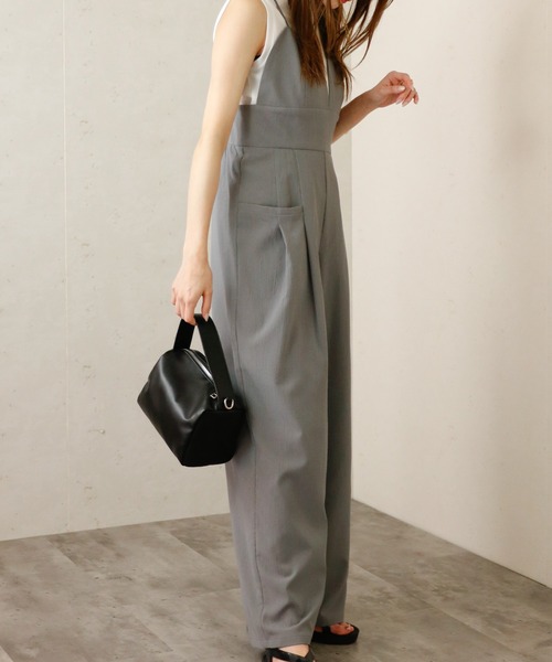 Per sist ence（パーシエンス）の「クレープビスチェサロペット（サロペット/オーバーオール・レディース・ブラック/グレー/アイボリー・FREE）」の12枚目の写真