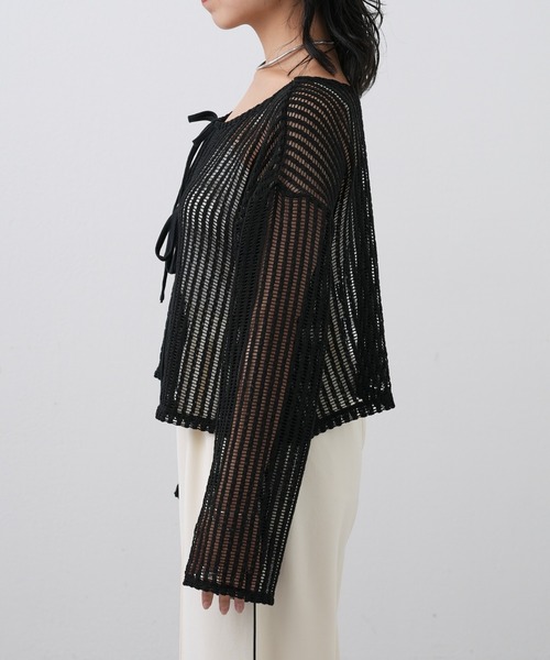 リボンプルオーバー リボン柄ニットプルオーバー | axes femme | axes femme online shop