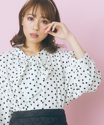 <大きいサイズ> ボータイドットブラウス marun