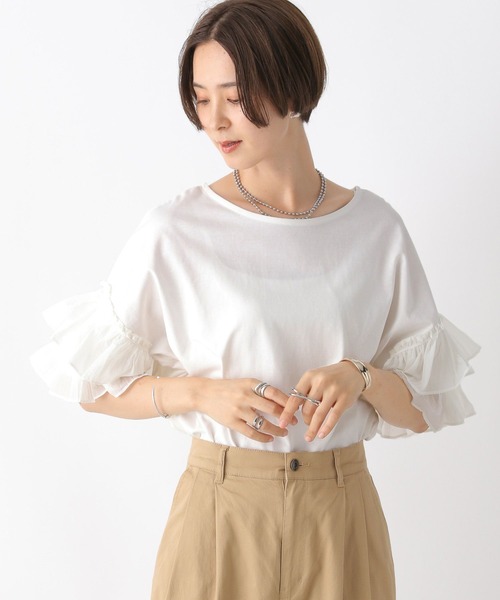 LEPSIM（レプシィム）の「袖フハクフリルプルオーバー　964237（Tシャツ/カットソー・レディース・ブラウン/ブラック/オフホワイト・FREE）」の4枚目の写真