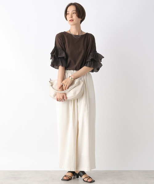 LEPSIM（レプシィム）の「袖フハクフリルプルオーバー　964237（Tシャツ/カットソー・レディース・ブラウン/ブラック/オフホワイト・FREE）」の9枚目の写真