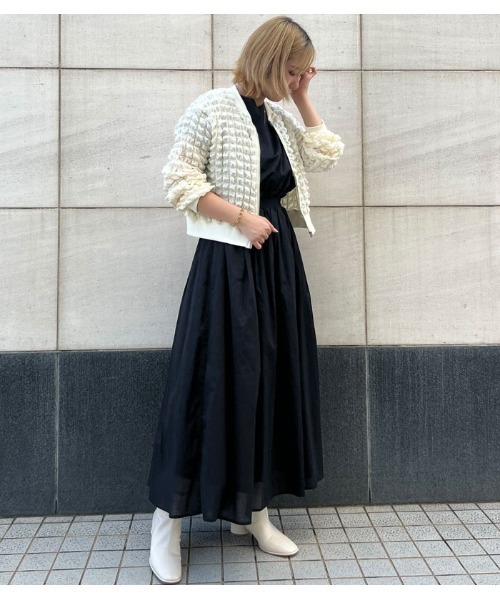 Desert　Rose（デザートローズ）の「【DESERT ROSE/デザートローズ】ポップコーンジップアップブルゾン（ブルゾン・レディース・ブラック/アイボリー・FREE）」の19枚目の写真