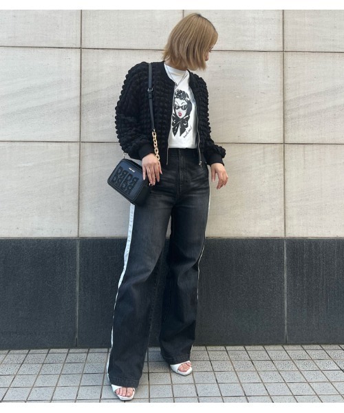 Desert　Rose（デザートローズ）の「【DESERT ROSE/デザートローズ】ポップコーンジップアップブルゾン（ブルゾン・レディース・ブラック/アイボリー・FREE）」の20枚目の写真