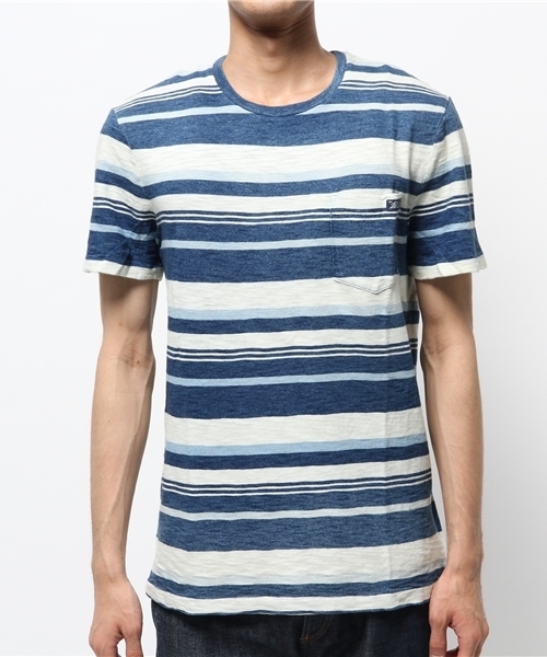 POLO RALPH LAUREN（ポロ ラルフ ローレン）の「インディゴ ストライプド コットン Tシャツ（Tシャツ/カットソー・メンズ・ブルー系その他・X-LARGE/X-SMALL/MEDIUM/LARGE/SMALL）」の2枚目の写真